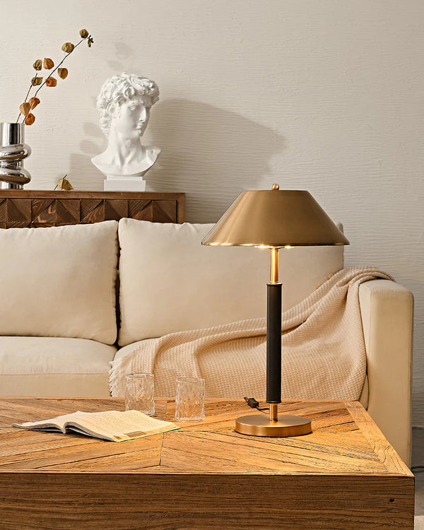 Light luxury bedroom metal leather texture table lamp