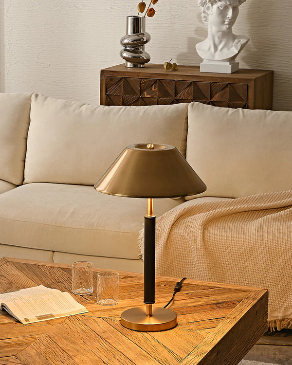 Light luxury bedroom metal leather texture table lamp