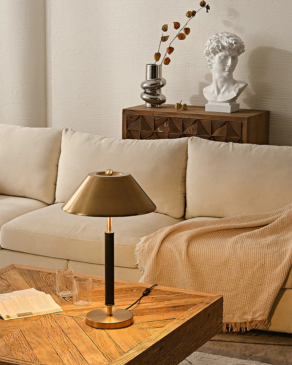 Light luxury bedroom metal leather texture table lamp