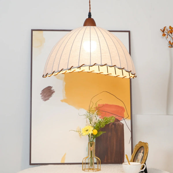 Nordic natural wood - fabric pendant light