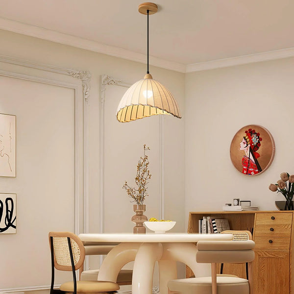 Nordic natural wood - fabric pendant light