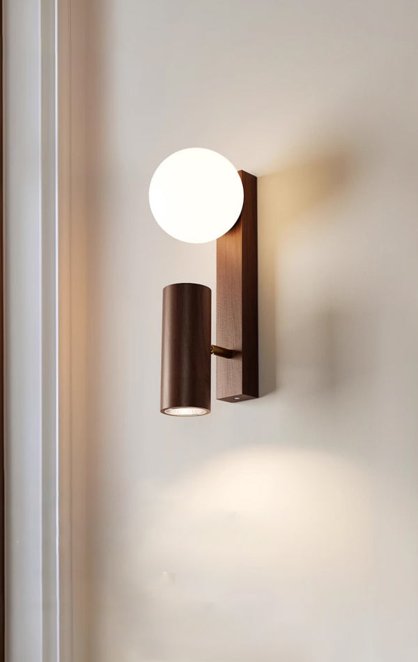 Nordic solid wood bedroom wall lamp