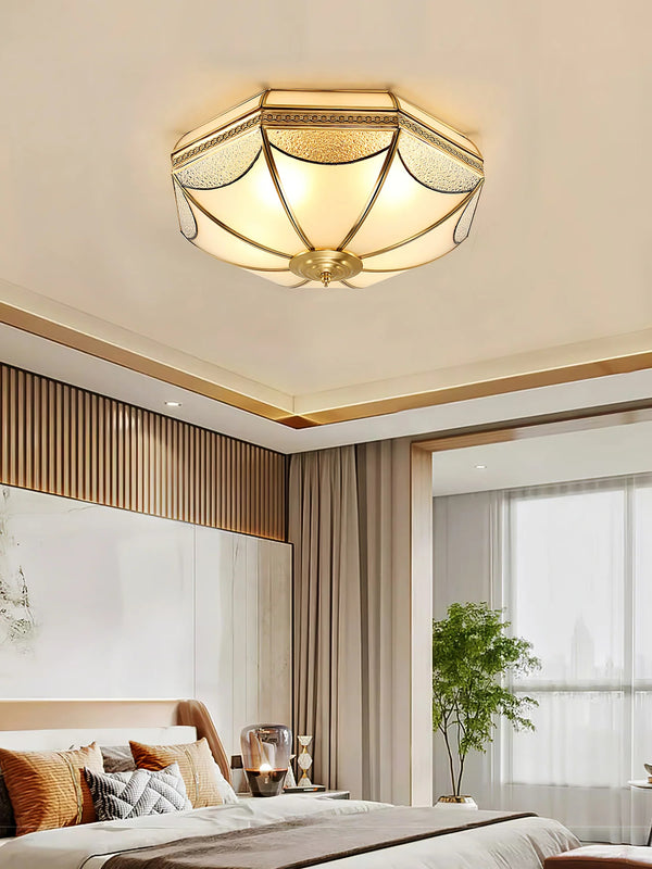 Retro octagonal texture bedroom ceiling lamp