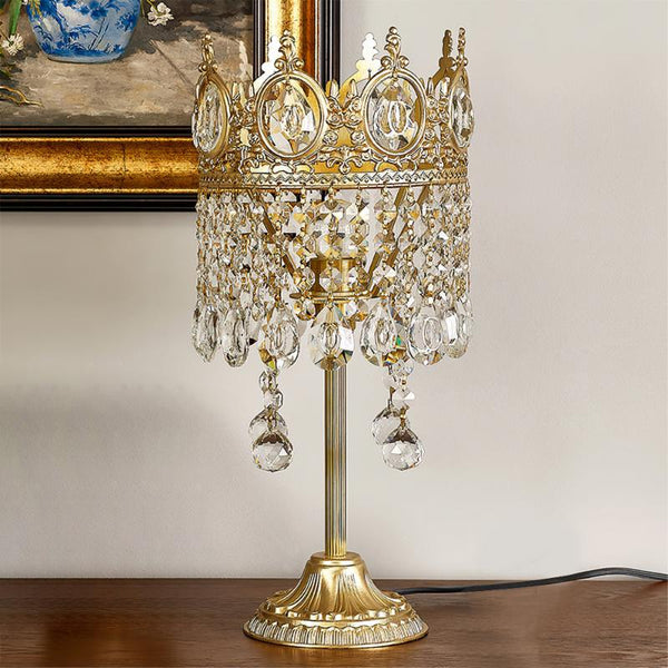Bedroom crown crystal table lamp