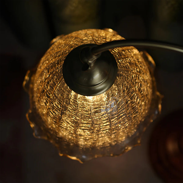 Vintage Desk Brass Glass Table Lamp
