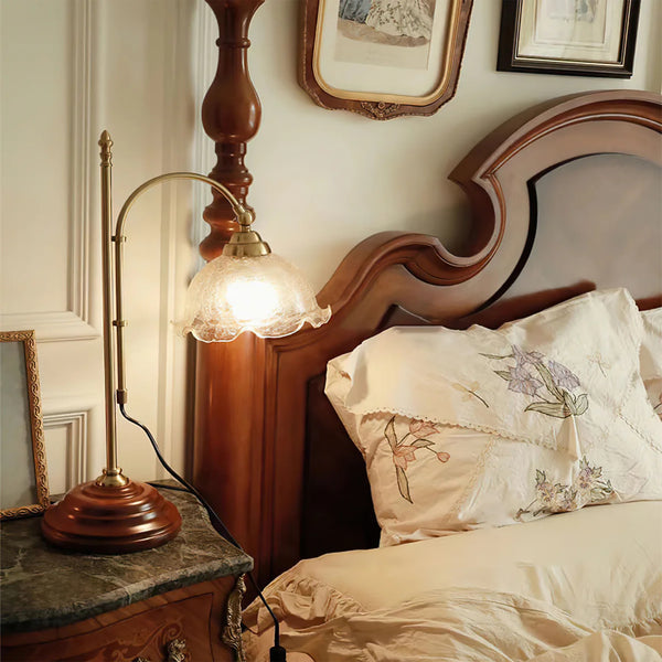 Vintage Desk Brass Glass Table Lamp