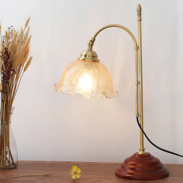 Vintage Desk Brass Glass Table Lamp