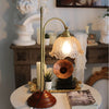 Vintage Desk Brass Glass Table Lamp