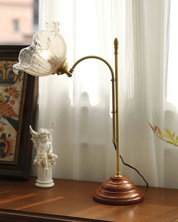 Vintage Desk Brass Glass Table Lamp