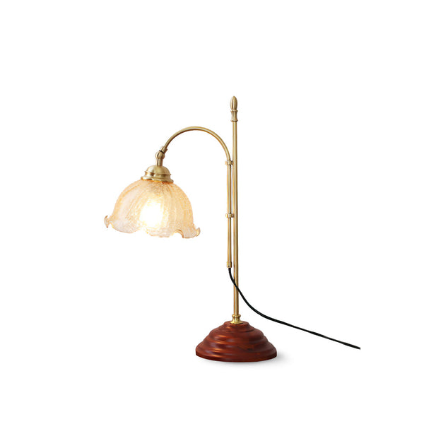 Vintage Desk Brass Glass Table Lamp