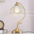 French retro bedroom brass glass petal table lamp