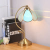 French retro bedroom brass glass petal table lamp