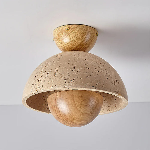 Wabi-sabi style yellow travertine corridor ceiling lamp