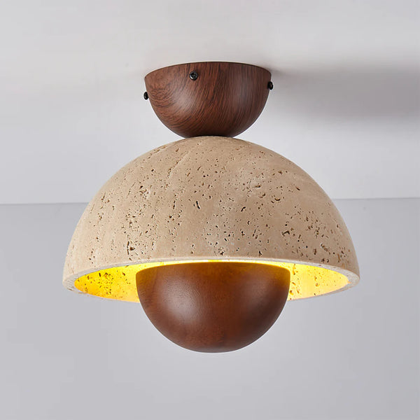 Wabi-sabi style yellow travertine corridor ceiling lamp