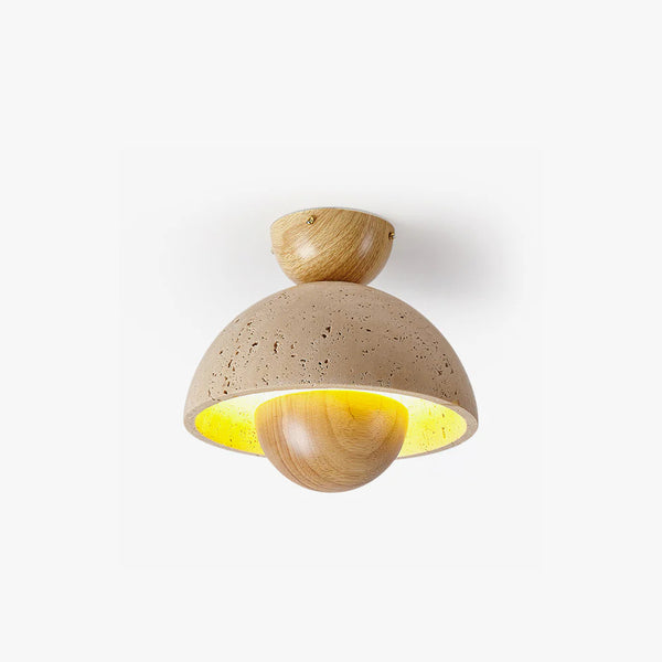 Wabi-sabi style yellow travertine corridor ceiling lamp