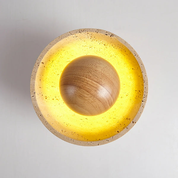 Wabi-sabi style yellow travertine corridor ceiling lamp