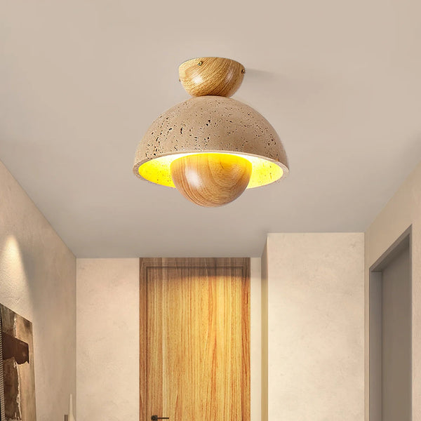 Wabi-sabi style yellow travertine corridor ceiling lamp
