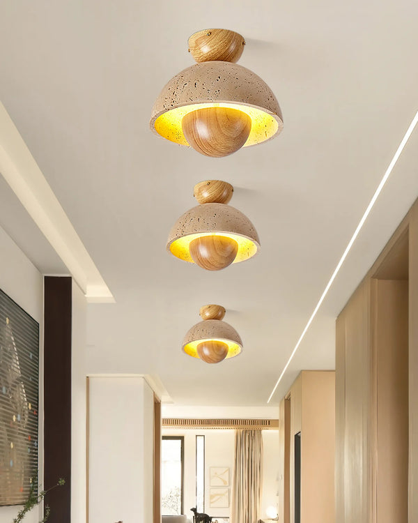 Wabi-sabi style yellow travertine corridor ceiling lamp