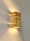 Minimalist Wooden Square 2-Light Wall Sconce Lamp